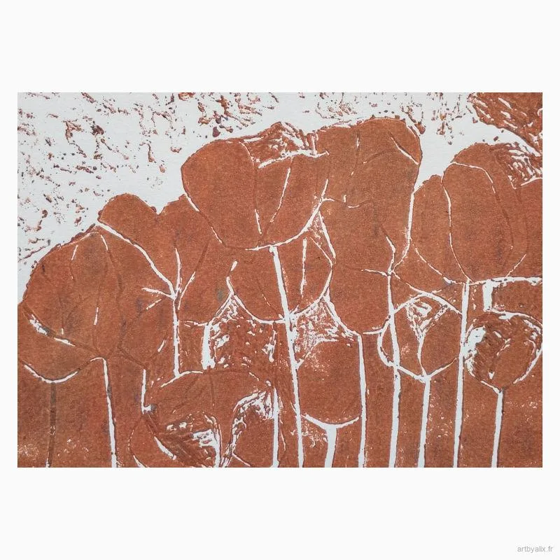 Coquelicots rouge - Gravure